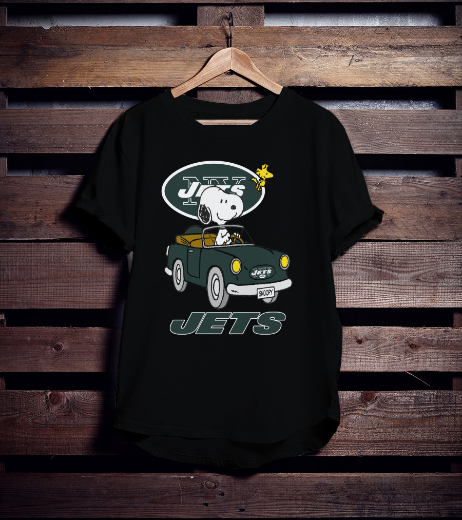 Jets Snoopy Woodstock Driving Car NY T-Shirt