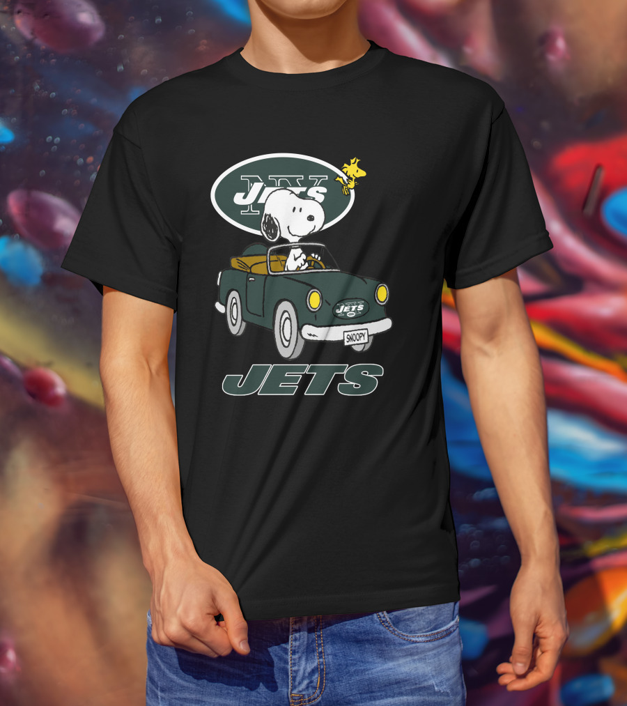 Jets Snoopy Woodstock Driving Car NY T-Shirt