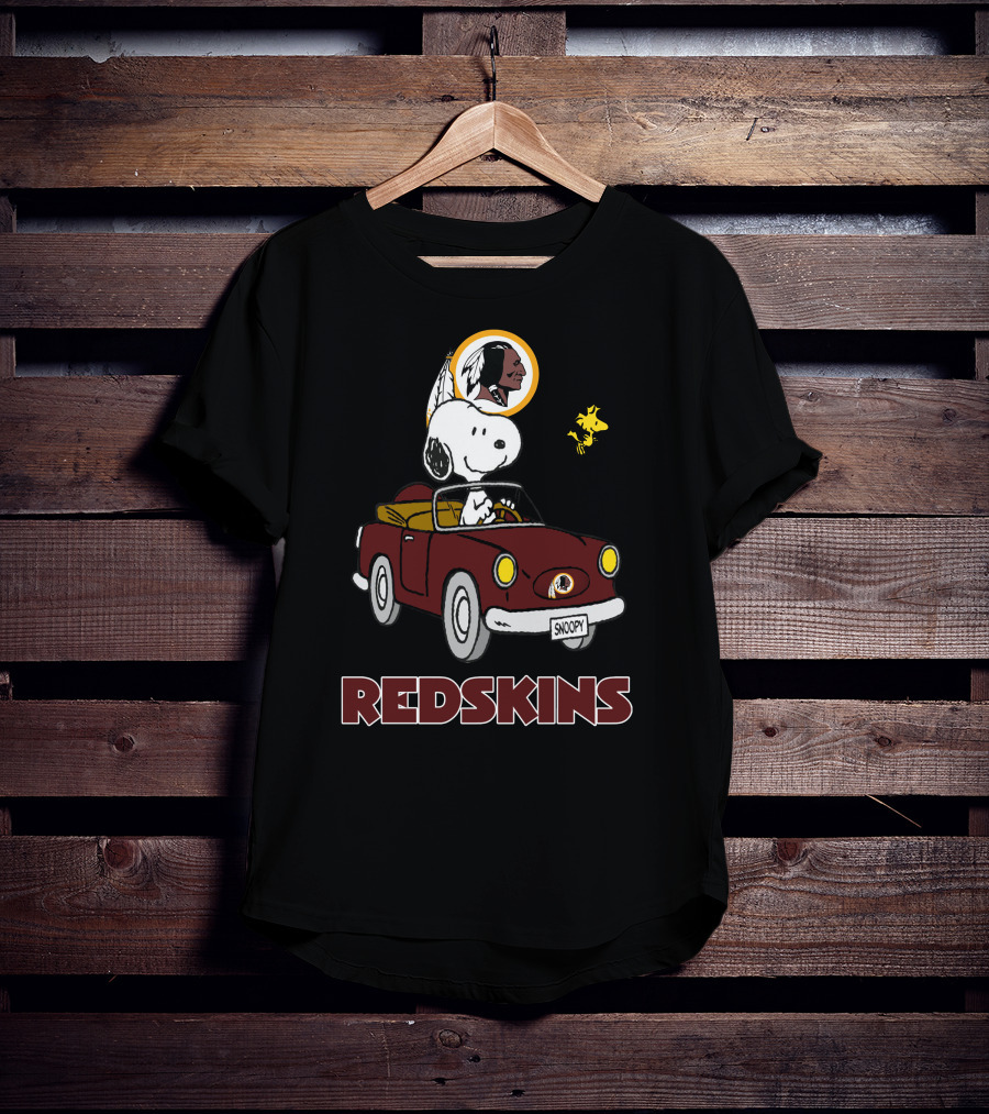 Snoopy Redskins Car Ride With Woodstock T-Shirt