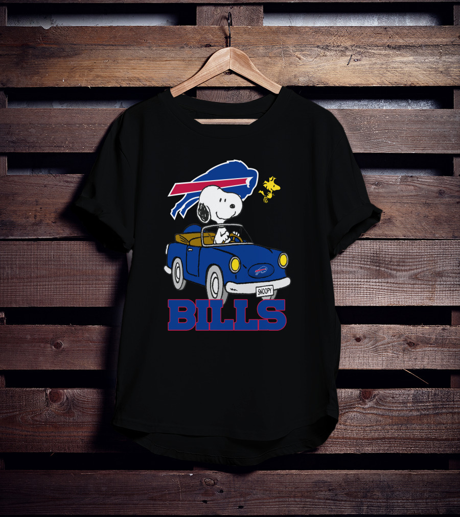 Buffalo Bills Snoopy Driving Woodstock NFL Peanuts T-Shirt