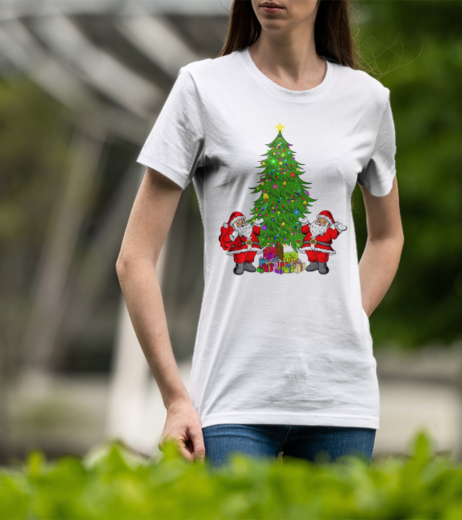 Christmas Tree Santa Claus Presents Holiday Decor T-Shirt