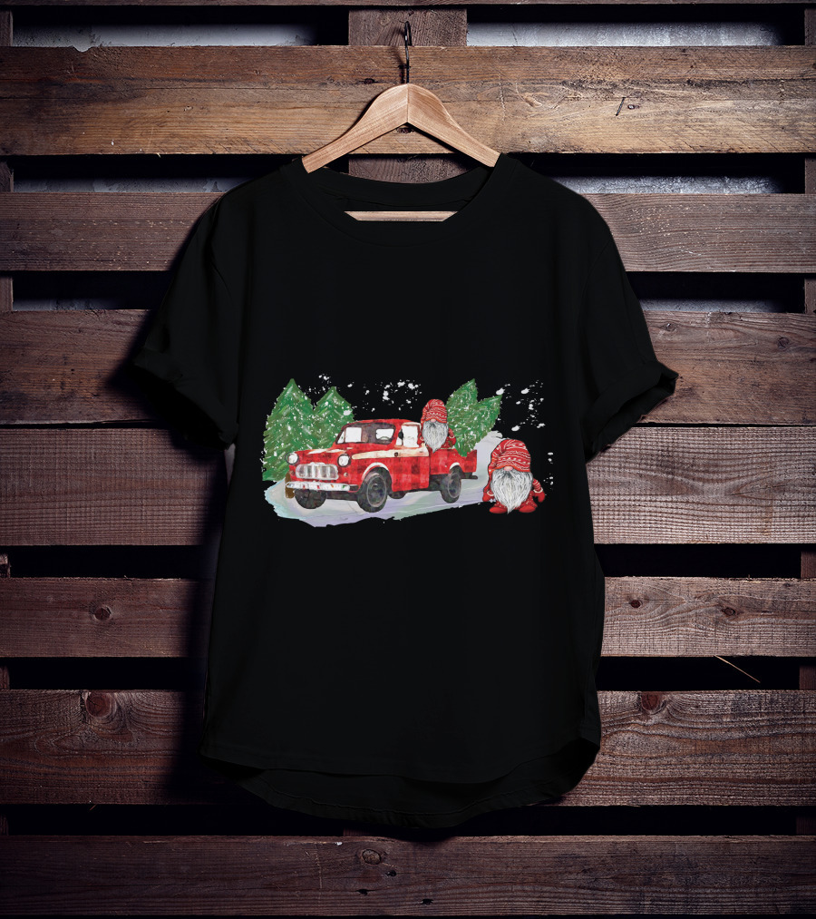 Christmas Tree Farm Red Pickup With Gnomes T-Shirt
