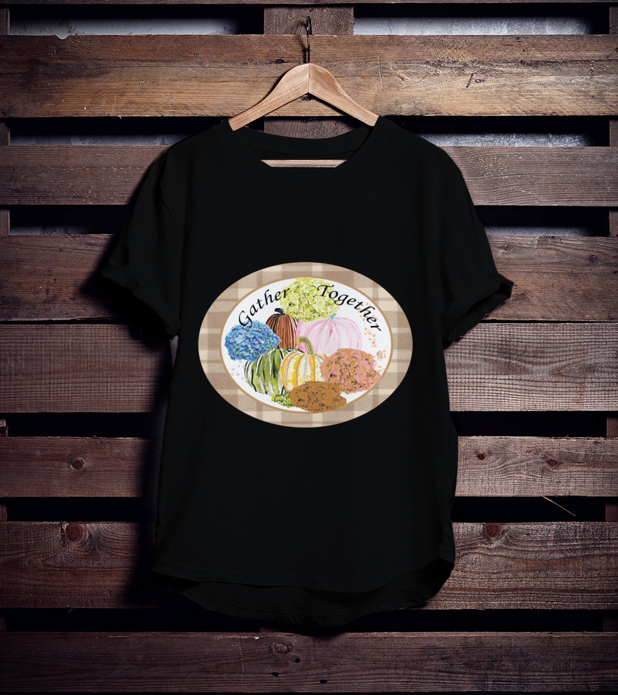 Gather Together Pumpkin Plaid Thanksgiving T-Shirt