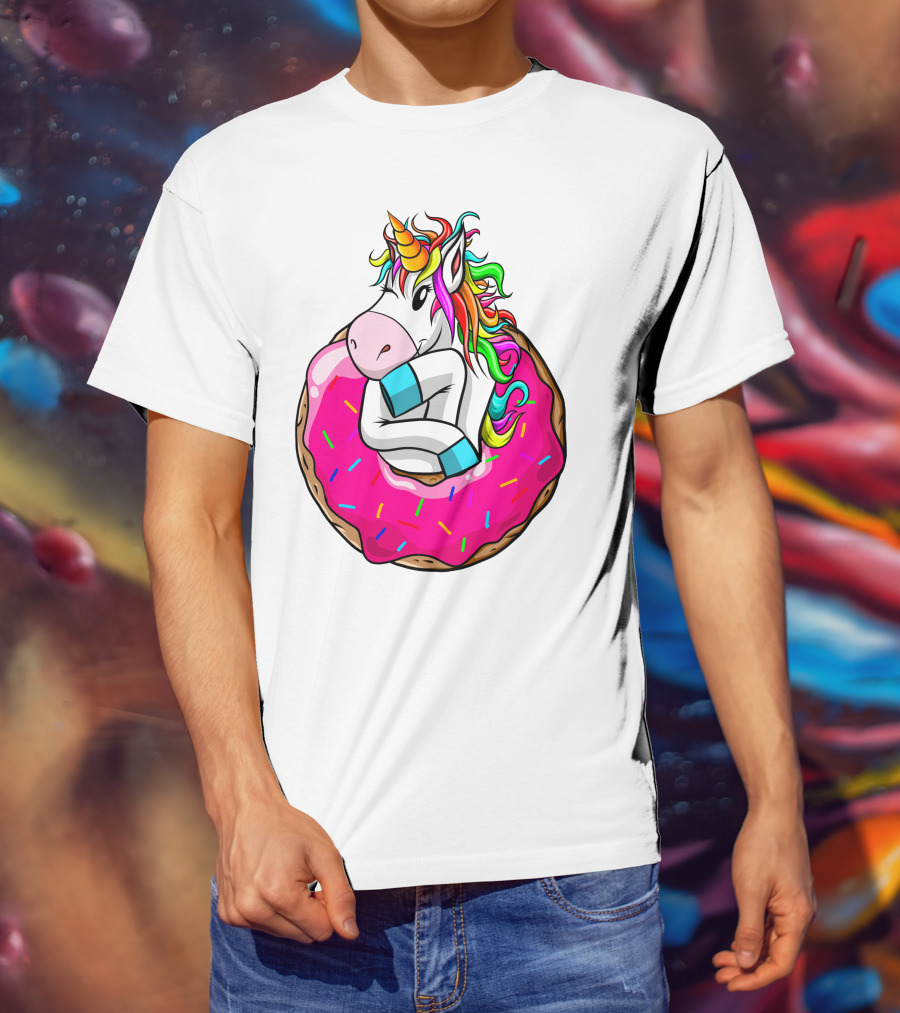 Baby Unicorn Inside Pink Sprinkled Donut T-Shirt