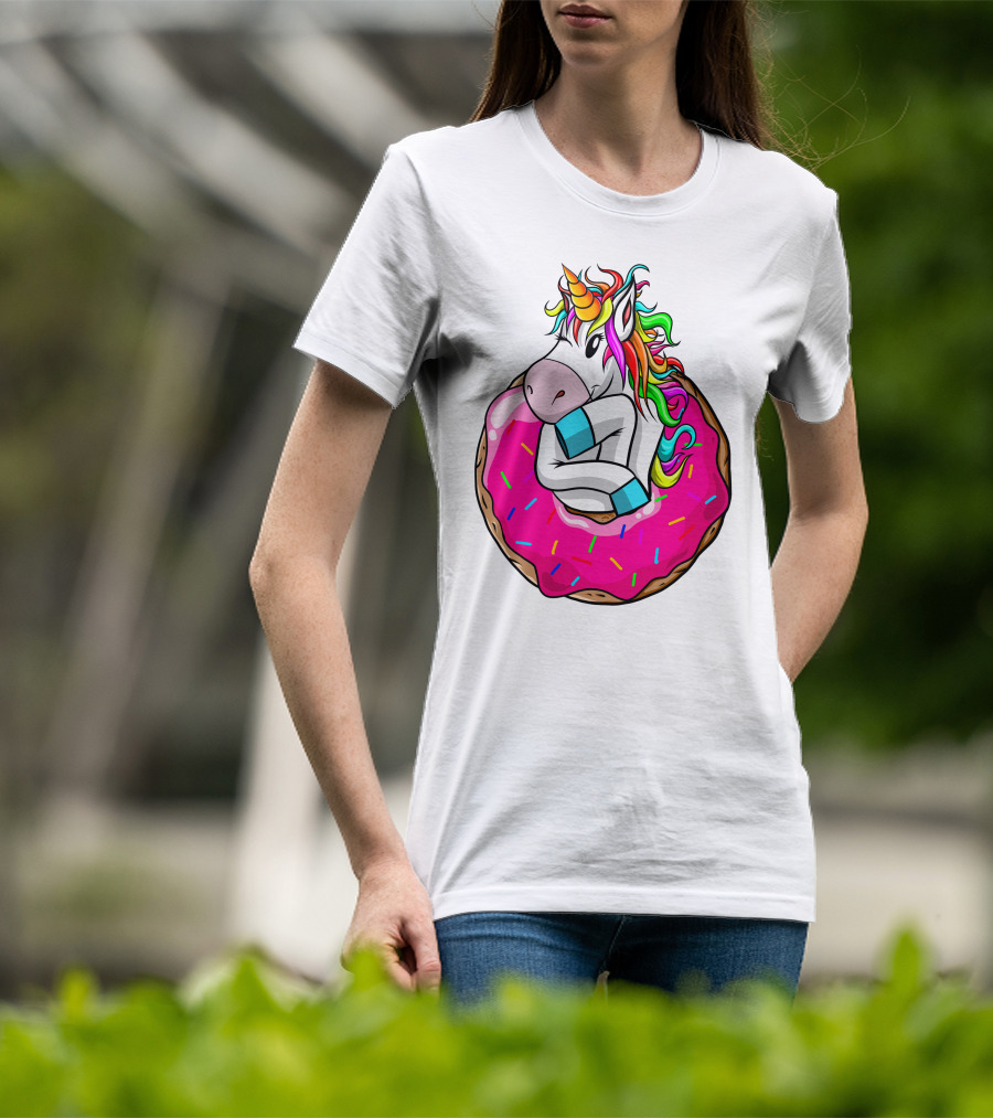 Baby Unicorn Inside Pink Sprinkled Donut T-Shirt