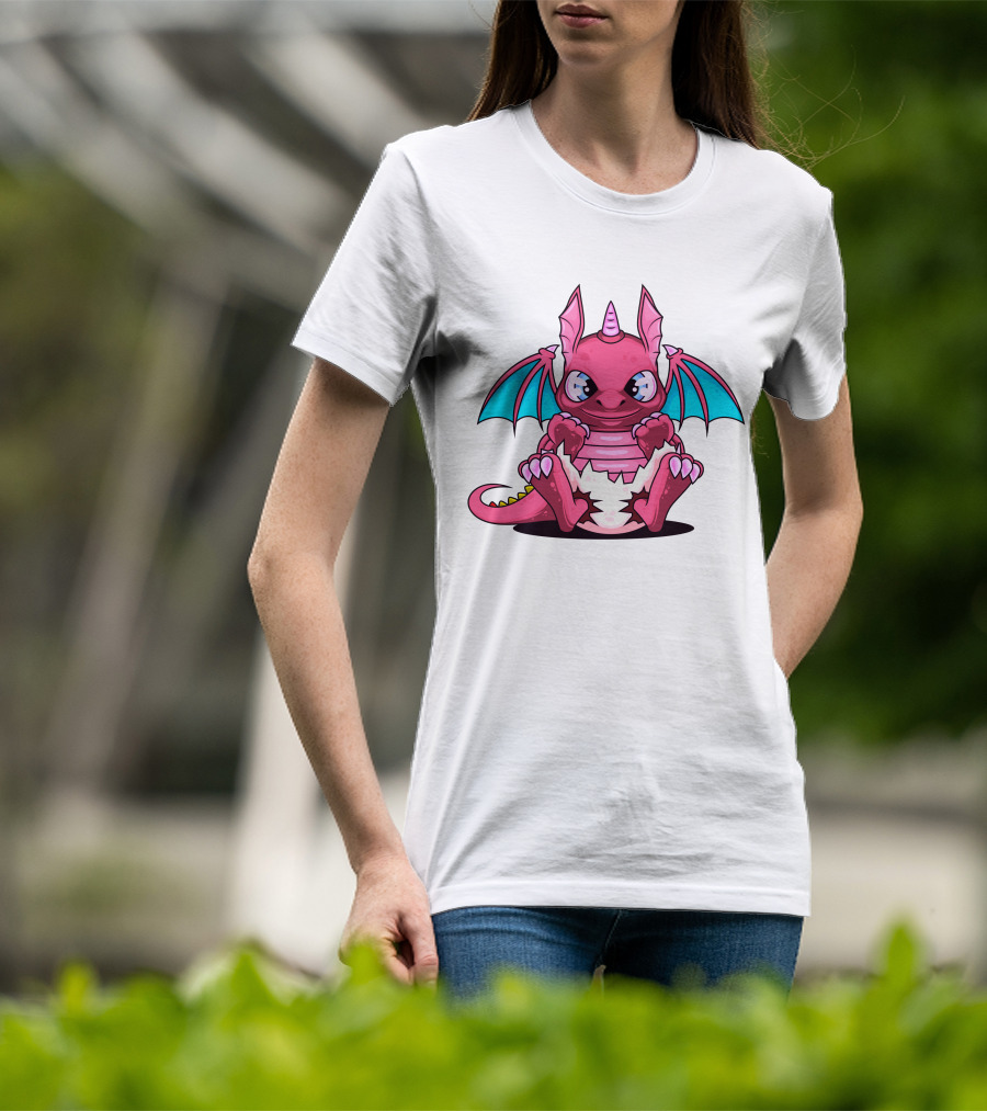 Pink Dragon Cute Cerulean Winged Hatchling T-Shirt