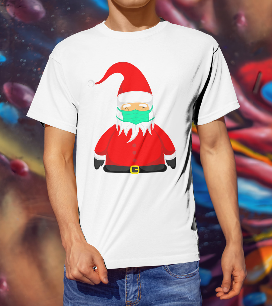 Santa Claus Wearing Green Face Mask T-Shirt