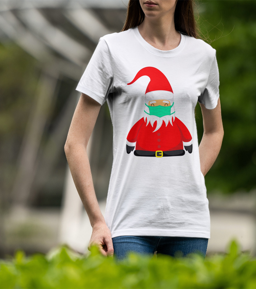 Santa Claus Wearing Green Face Mask T-Shirt