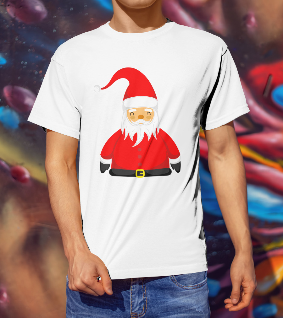 Santa Claus Outfit On Christmas Cartoon T-Shirt