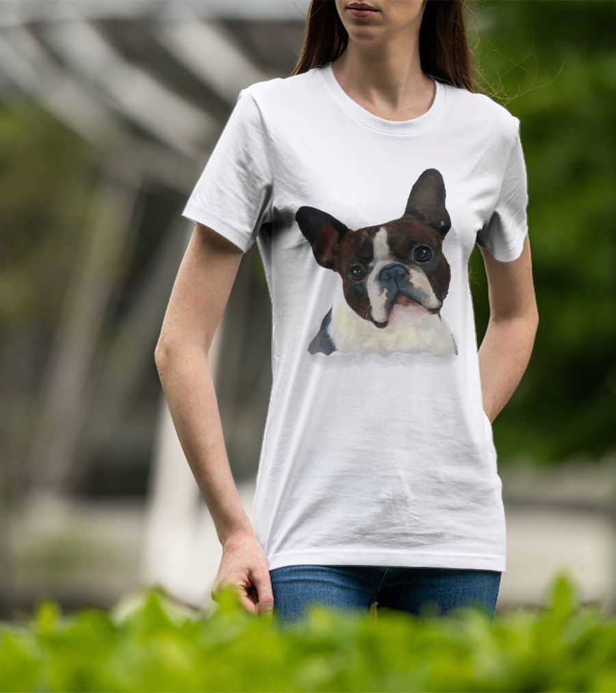 Watercolor French Bulldog Head T-Shirt
