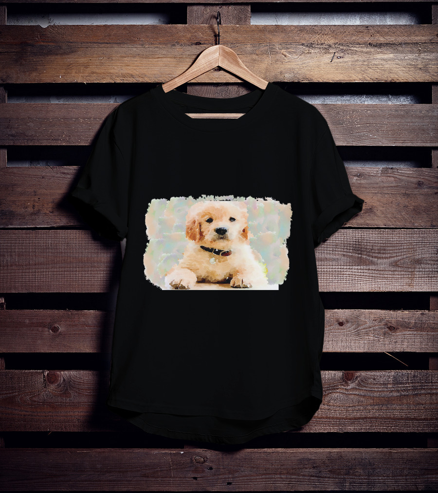 Watercolor Puppy Dog Golden Retriever Pastel Abstract T-Shirt