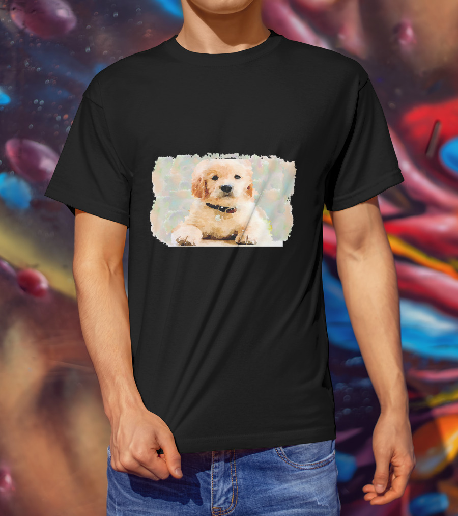 Watercolor Puppy Dog Golden Retriever Pastel Abstract T-Shirt