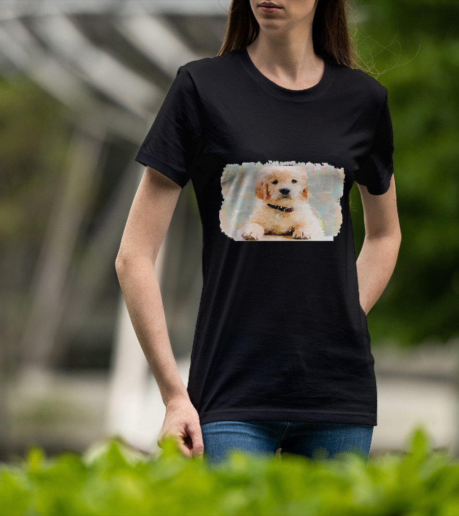 Watercolor Puppy Dog Golden Retriever Pastel Abstract T-Shirt