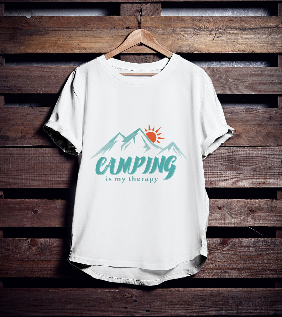 Camping Is My Therapy Mountains Sun T-Shirt