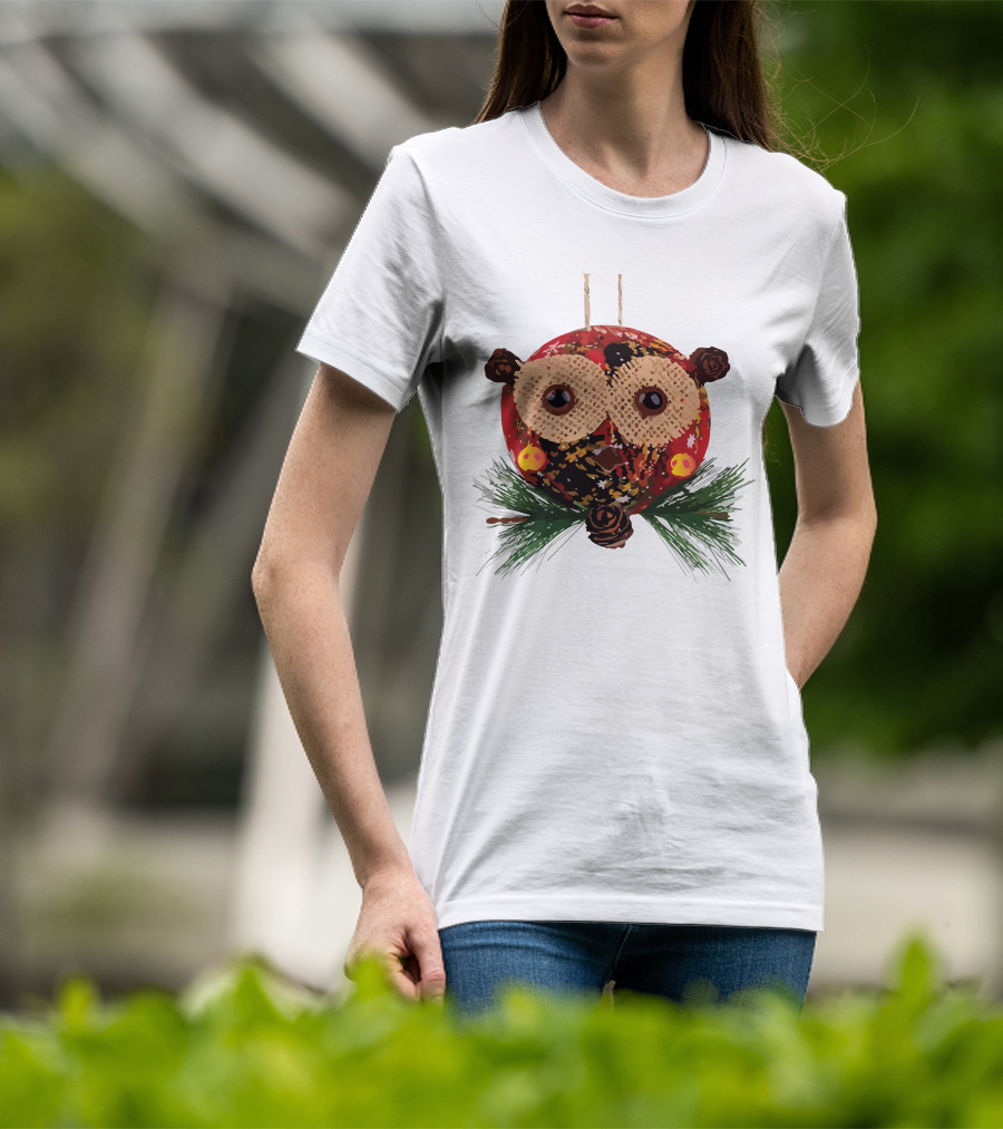 Christmas Ball Ornaments Owl With Pinecones And Greenery T-Shirt