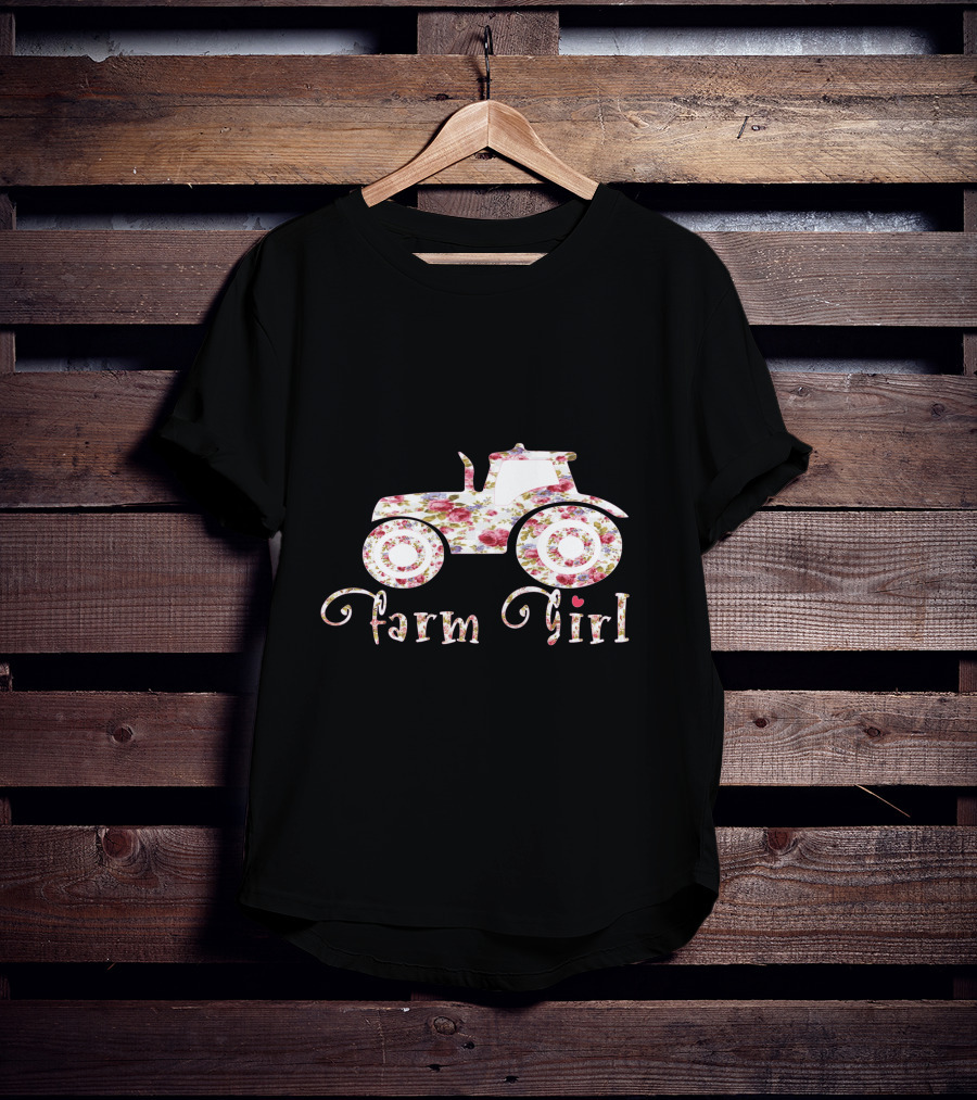 Farm Girl Floral Tractor T-Shirt