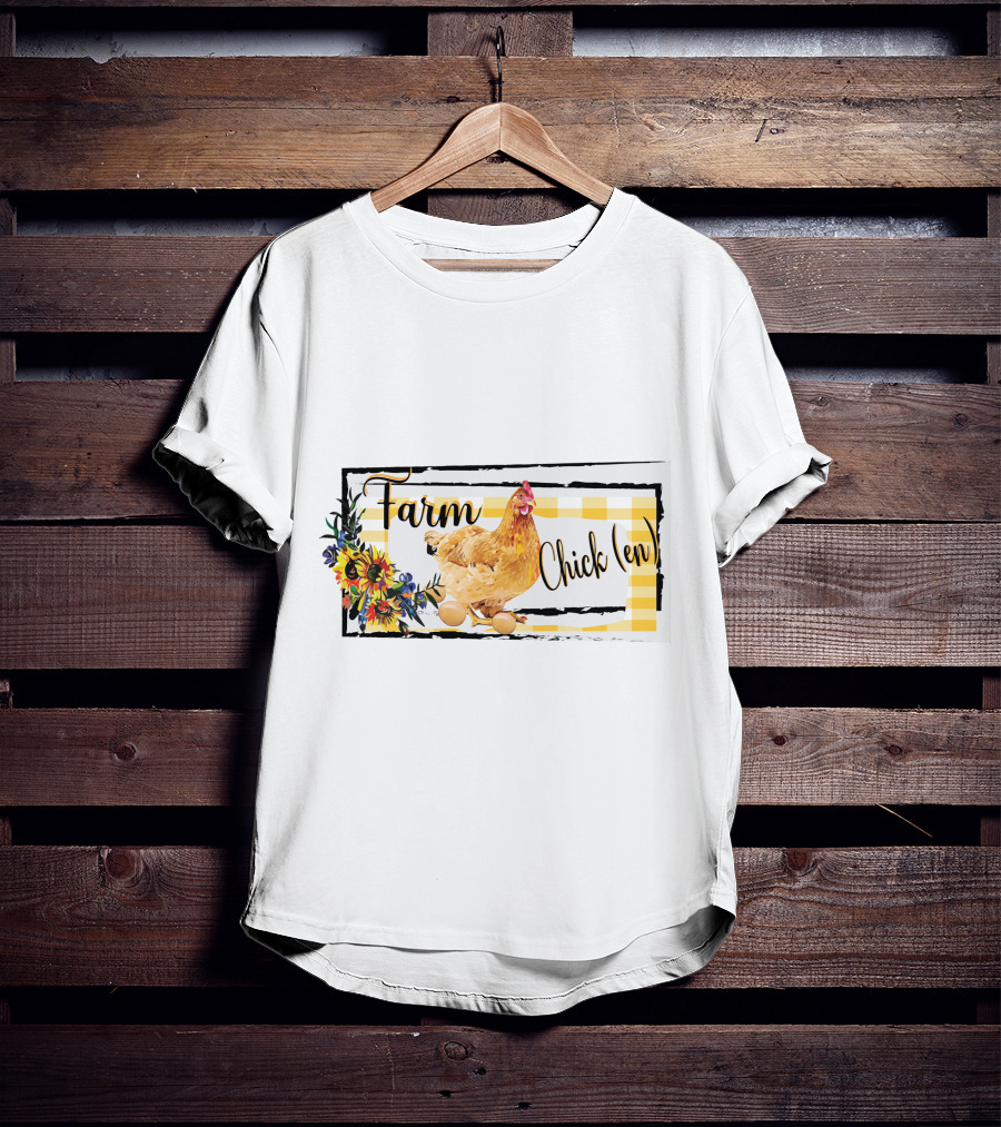Farm Chicken Sunflower Fall Thanksgiving T-Shirt