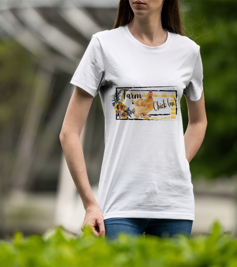 Farm Chicken Sunflower Fall Thanksgiving T-Shirt