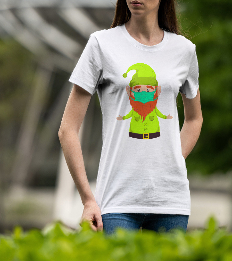 Gnome With Green Hat Wearing Face Mask T-Shirt