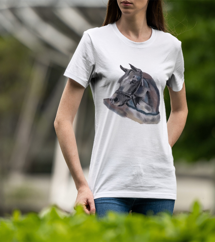 Watercolor Portrait Of Arabian Horse Head T-Shirt