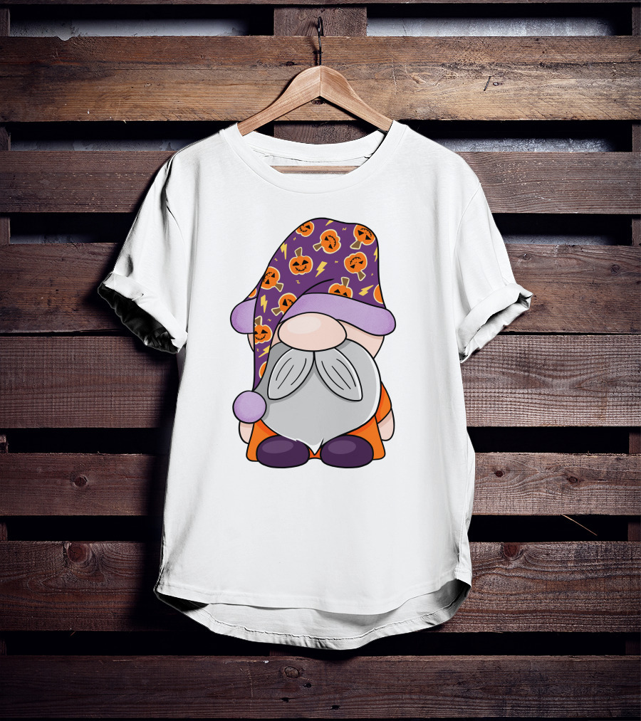 Fantastic Gnome Halloween Pumpkin Pattern Hat And Costume T-Shirt