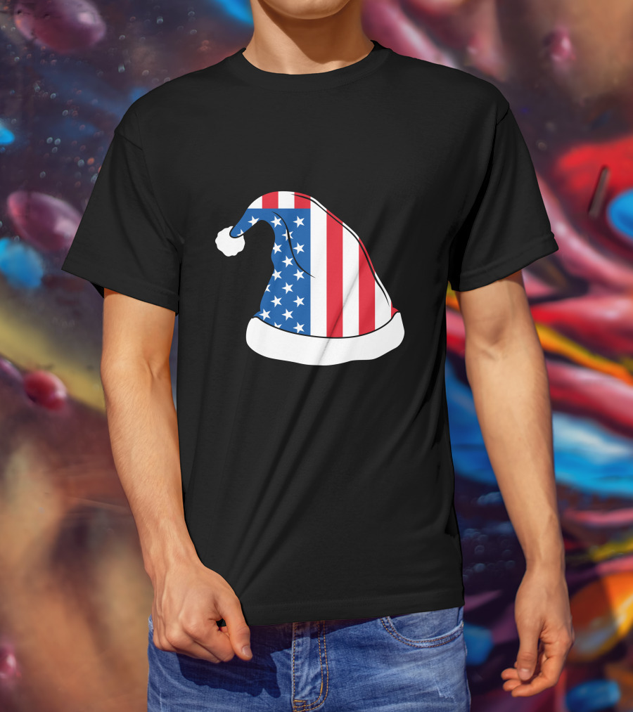 USA Flag Santa Hat Christmas Hat T-Shirt