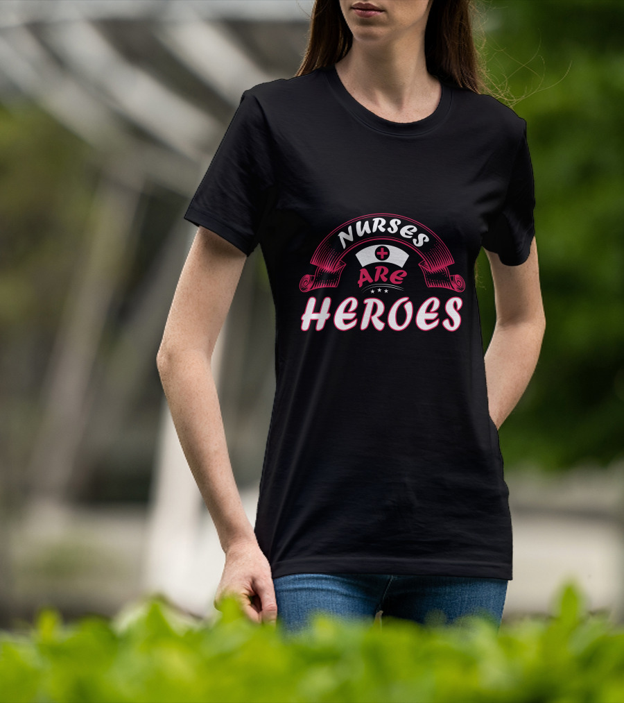 Nurses Are Heroes Red Cross Nurse Hat T-Shirt