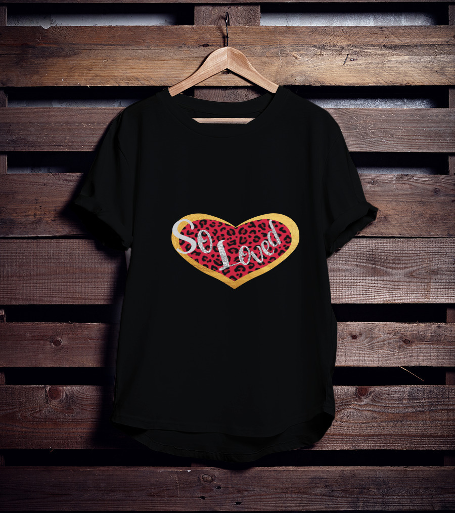 So Loved Heart Red Leopard Valentine's Day T-Shirt