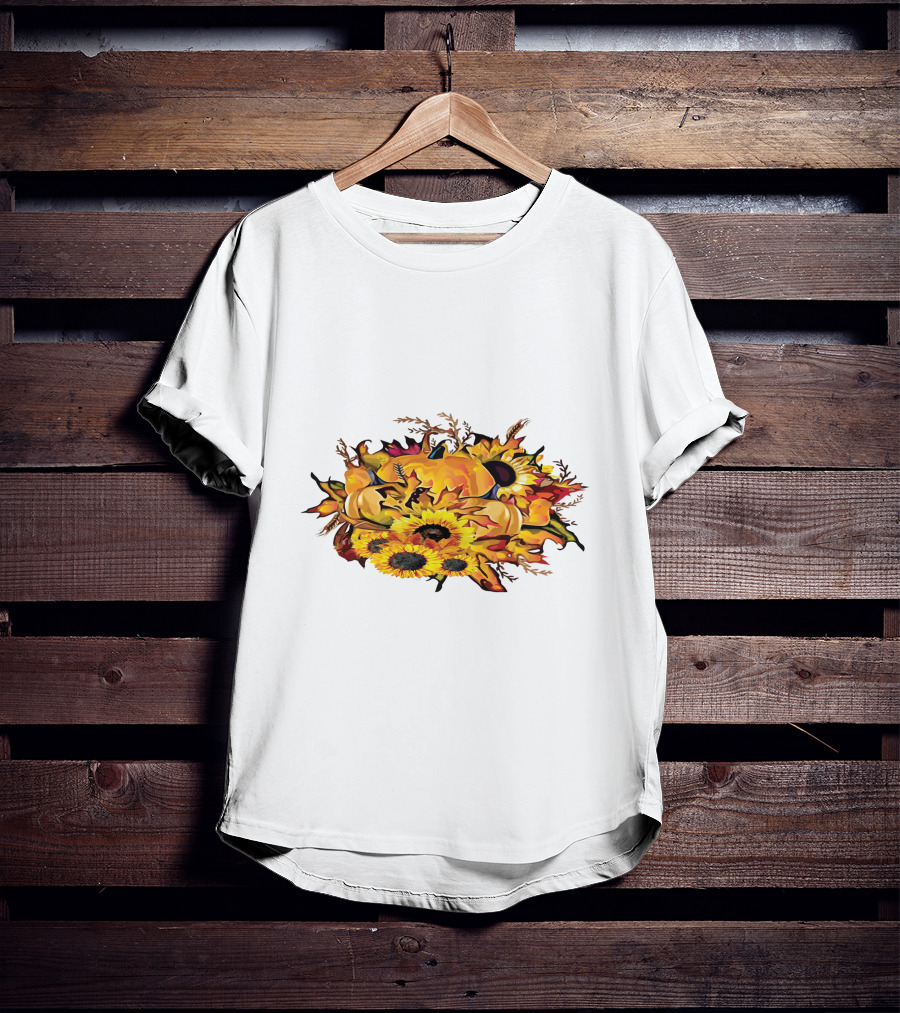 Thanksgiving Pumpkins Sunflower Fall Harvest Arrangement T-Shirt
