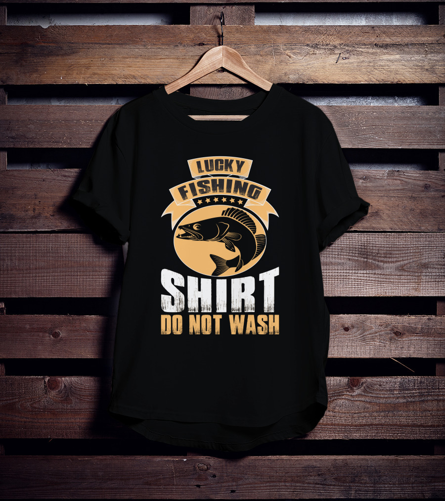 Lucky Fishing Shirt Do Not Wash Fish Emblem T-Shirt