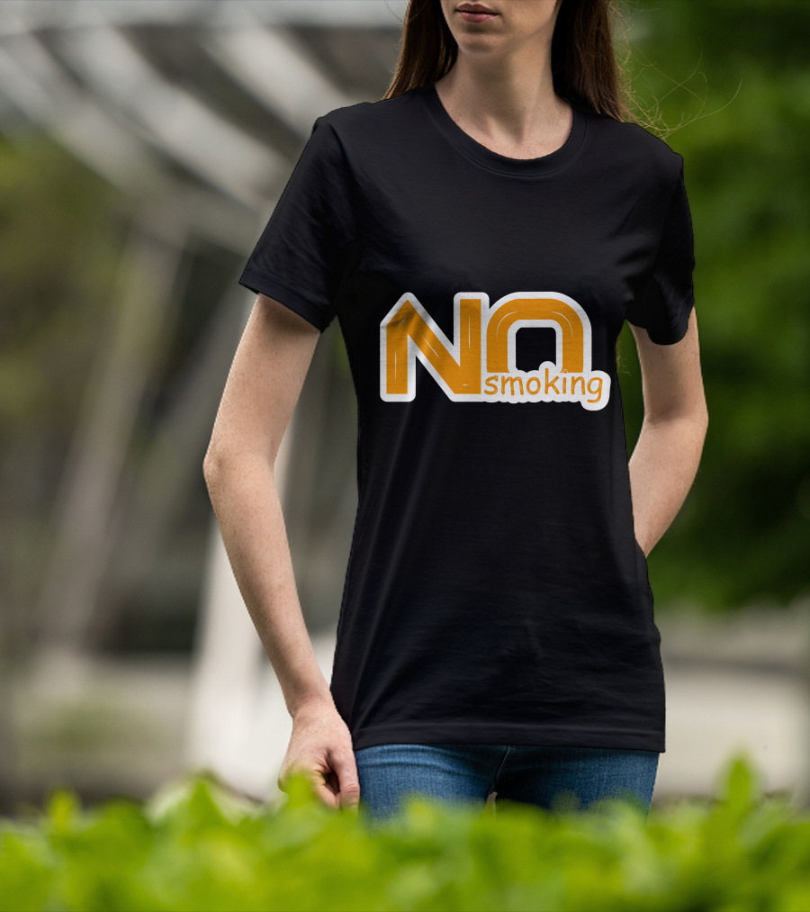 NO Smoking Style Bold Orange Text T-Shirt