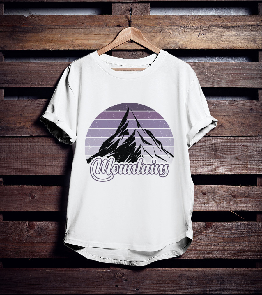 Mountains Vintage Retro Sunset Camping T-Shirt