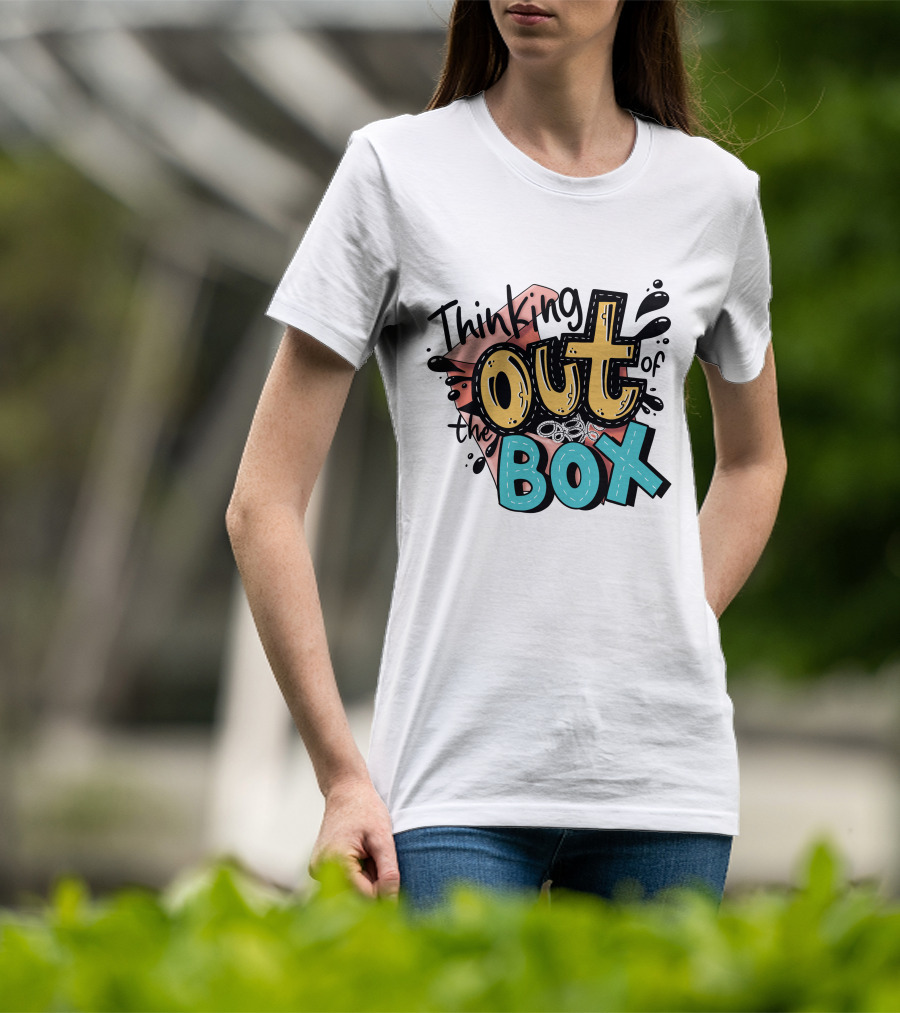 Thinking Out Of The Box Creative Typography T-Shirt
