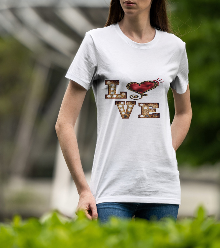 Valentines Day Leopard Heart Love T-Shirt