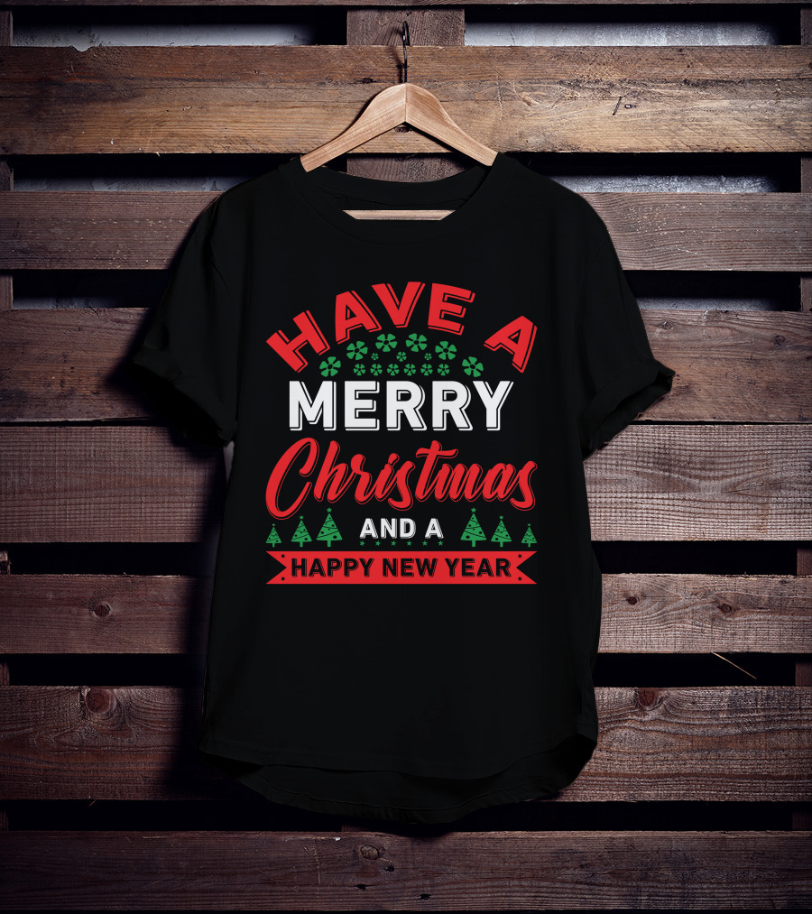 Have A Merry Christmas And A Happy New Year Holiday Trees And Snowflakes T-Shirt