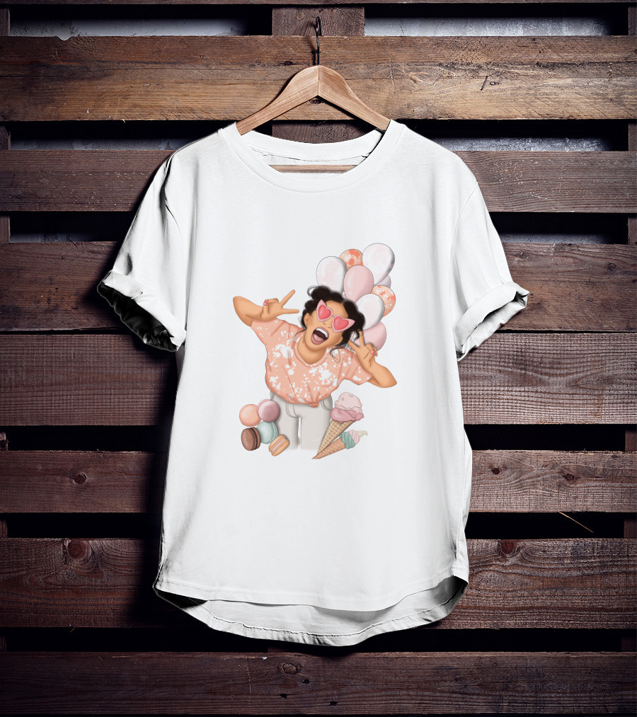 Diy Sublimation Good Mood Ice Cream And Macarons With Heart Sunglasses And Balloons T-Shirt