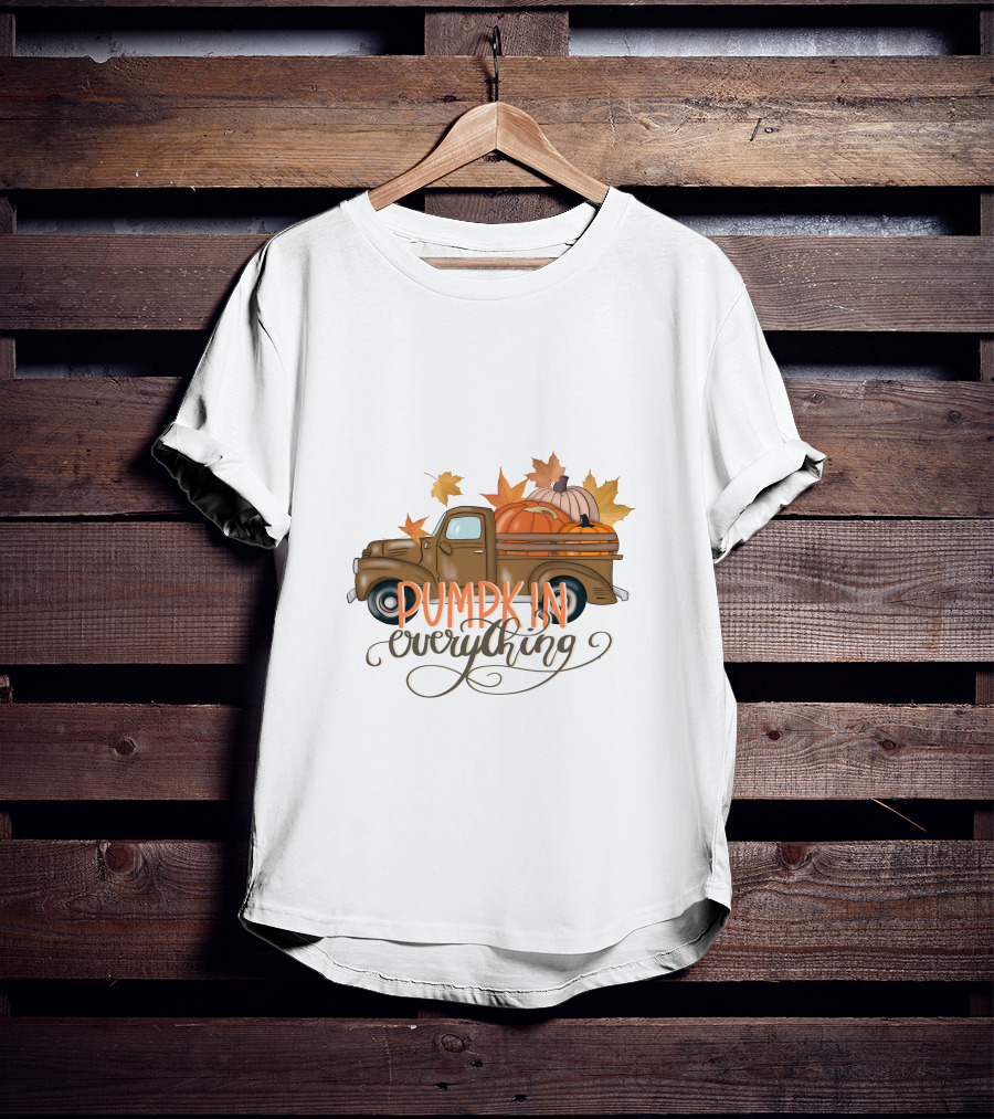 Pumpkin Everything Fall Truck With Leaves T-Shirt