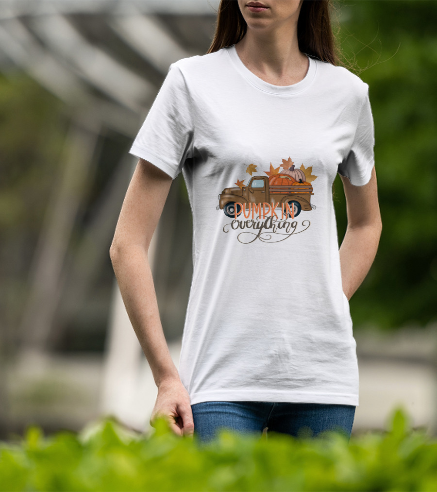 Pumpkin Everything Fall Truck With Leaves T-Shirt