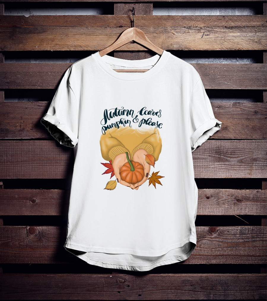 Autumn Leaves Pumpkin Please Cozy Fall Vibes T-Shirt
