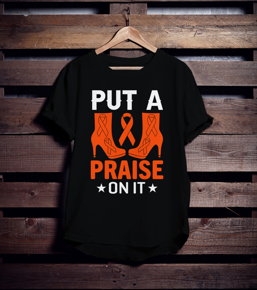PUT A PRAISE ON IT Orange Ribbon High Heels T-Shirt