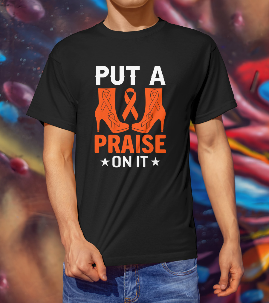 PUT A PRAISE ON IT Orange Ribbon High Heels T-Shirt