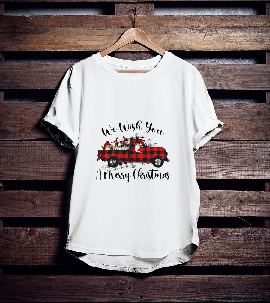 We Wish You A Merry Christmas Plaid Truck Holiday T-Shirt