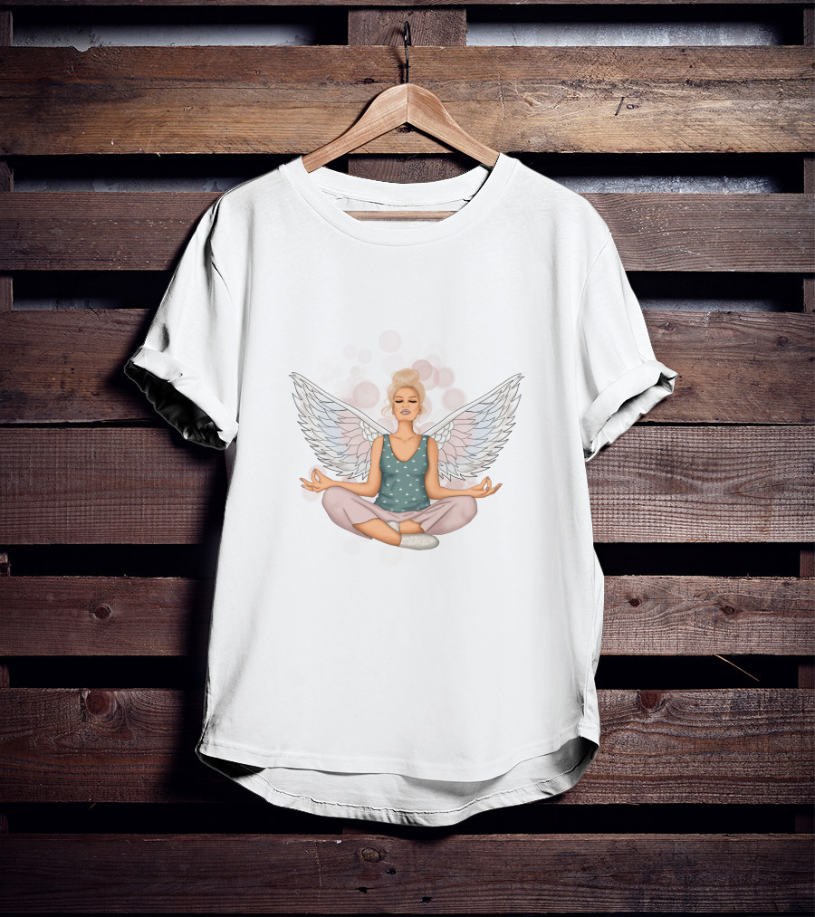 Blonde Angel Yoga Mindfulness Meditation Practice T-Shirt