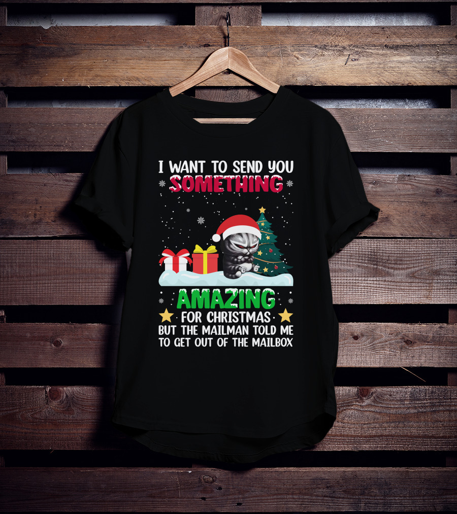 I Want To Send You Something Amazing For Christmas But The Mailman Told Me To Get Out Of The Mailbox Cat T-Shirt
