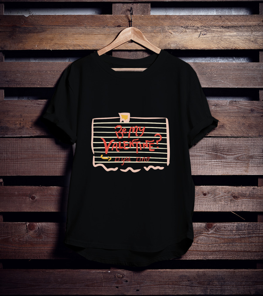 Be My Valentine Yes Or No Arrow Heart Ripped Paper Valentine's Day T-Shirt