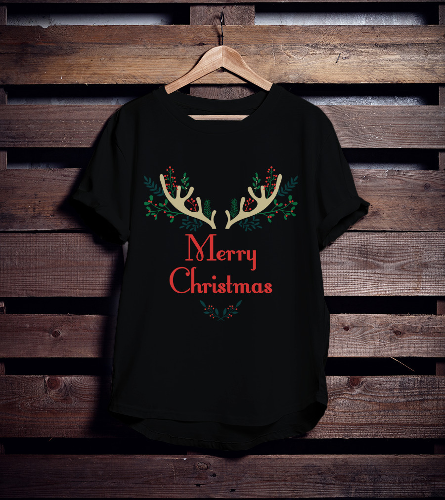 Merry Christmas Antlers Holiday Cheer T-Shirt