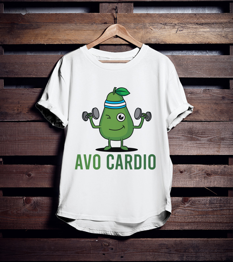 Avo Cardio Winking Avocado Dumbbell Workout T-Shirt