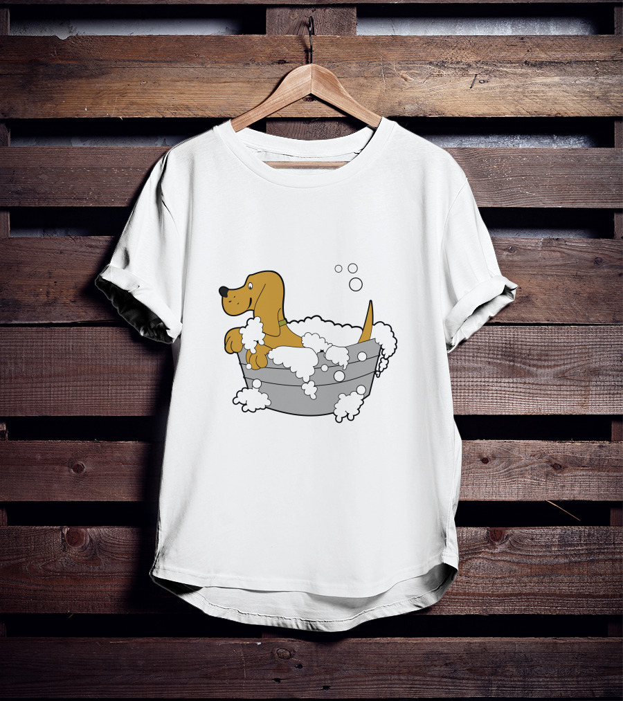 Bath Time Puppy In Bubble Tub Cartoon T-Shirt