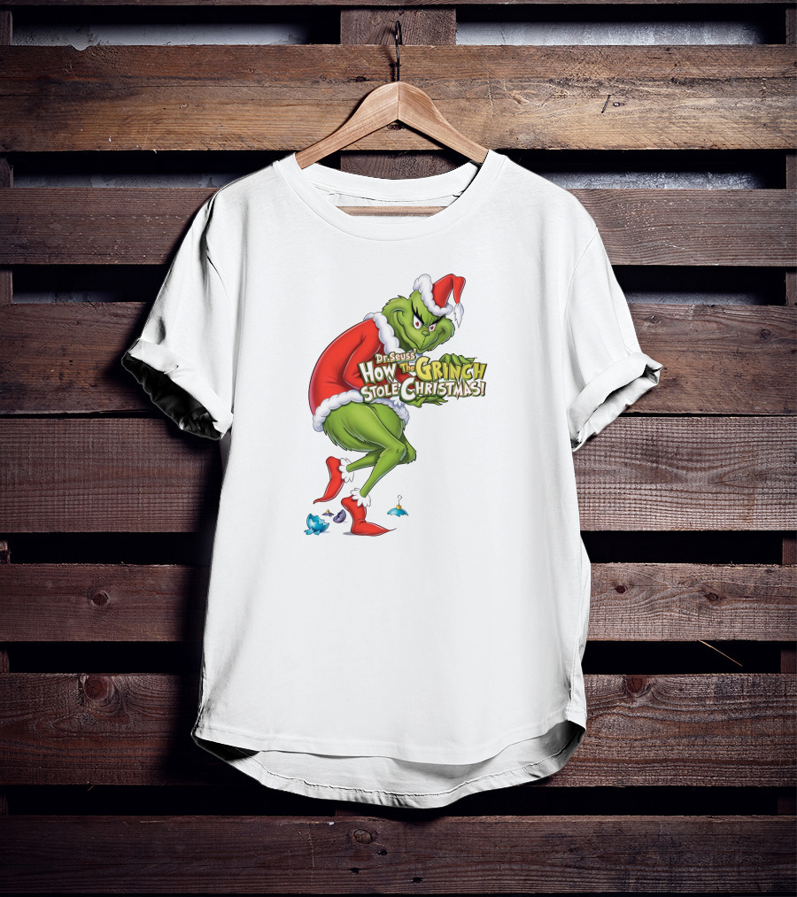 Dr Seuss How The Grinch Stole Christmas Santa Grinch Mischievous Pose T-Shirt
