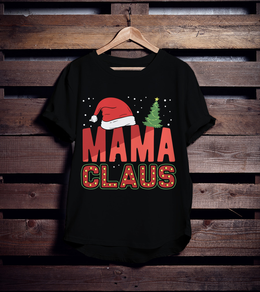 Mama Claus Christmas Santa Hat Tree T-Shirt